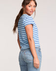 Gator Amalfi Blue Stripe V Neck Tee WOMENS chaserbrand