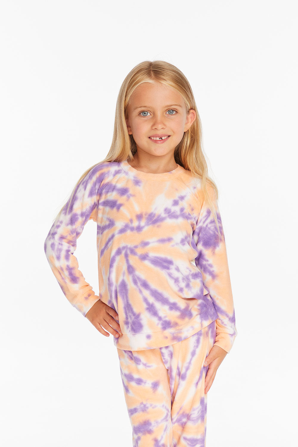 Reverse Peach Lavender Tie Dye Cozy Knit Pullover Girls chaserbrand