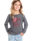 Rolling Stones Rock & Roll Logo Girls Raglan Pullover GIRLS chaserbrand