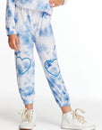 Denim Tie Dye Heart Cozy Knit Sweatpant Girls chaserbrand