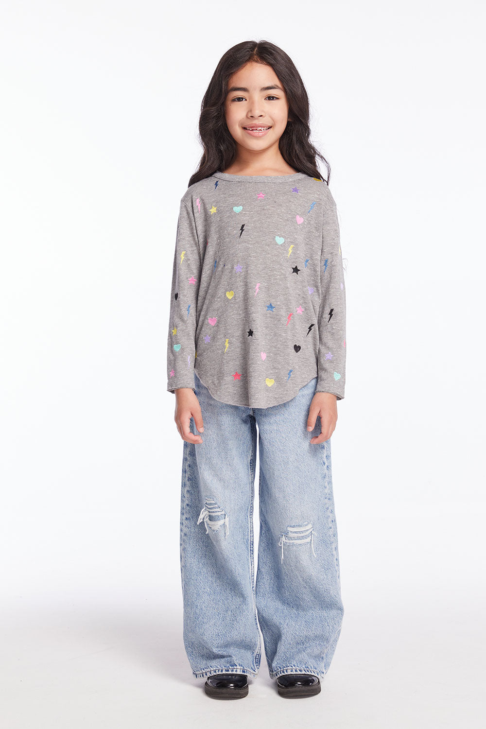 Embroidered Stars & Bolts Girls Long Sleeve Girls chaserbrand