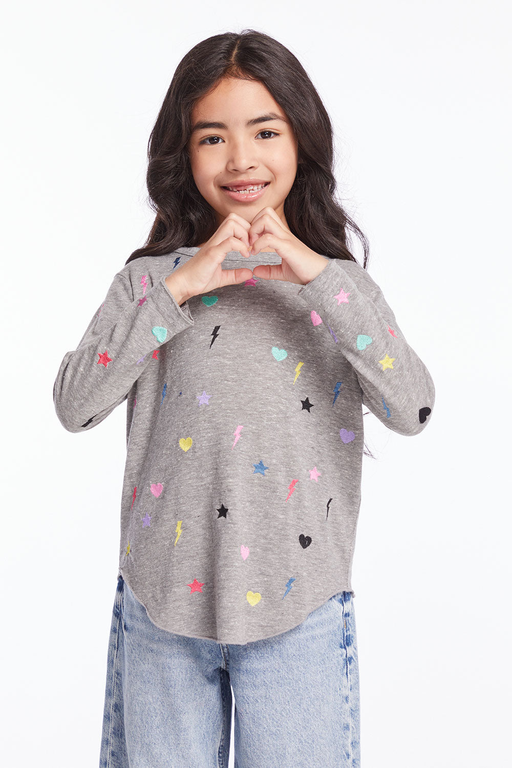 Embroidered Stars & Bolts Girls Long Sleeve Girls chaserbrand