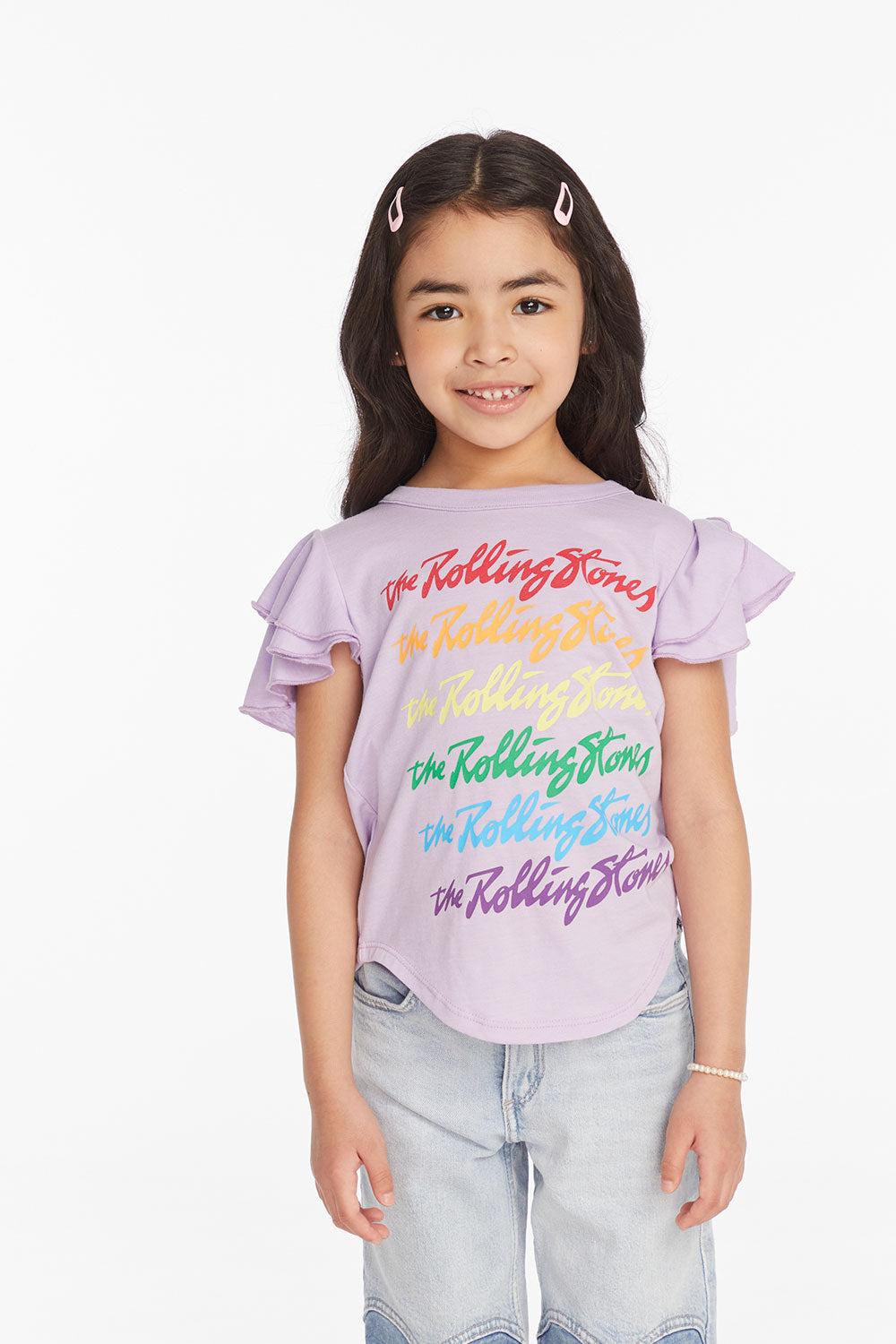 Rolling Stones Rainbow Script Girls Tee Girls chaserbrand