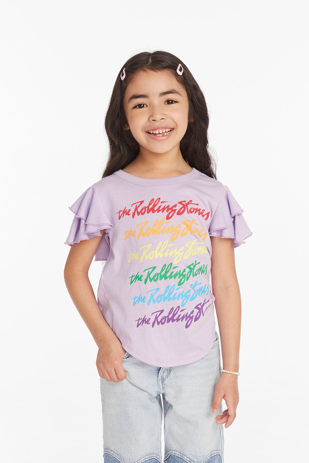 Rolling Stones Rainbow Script Girls Tee Girls chaserbrand