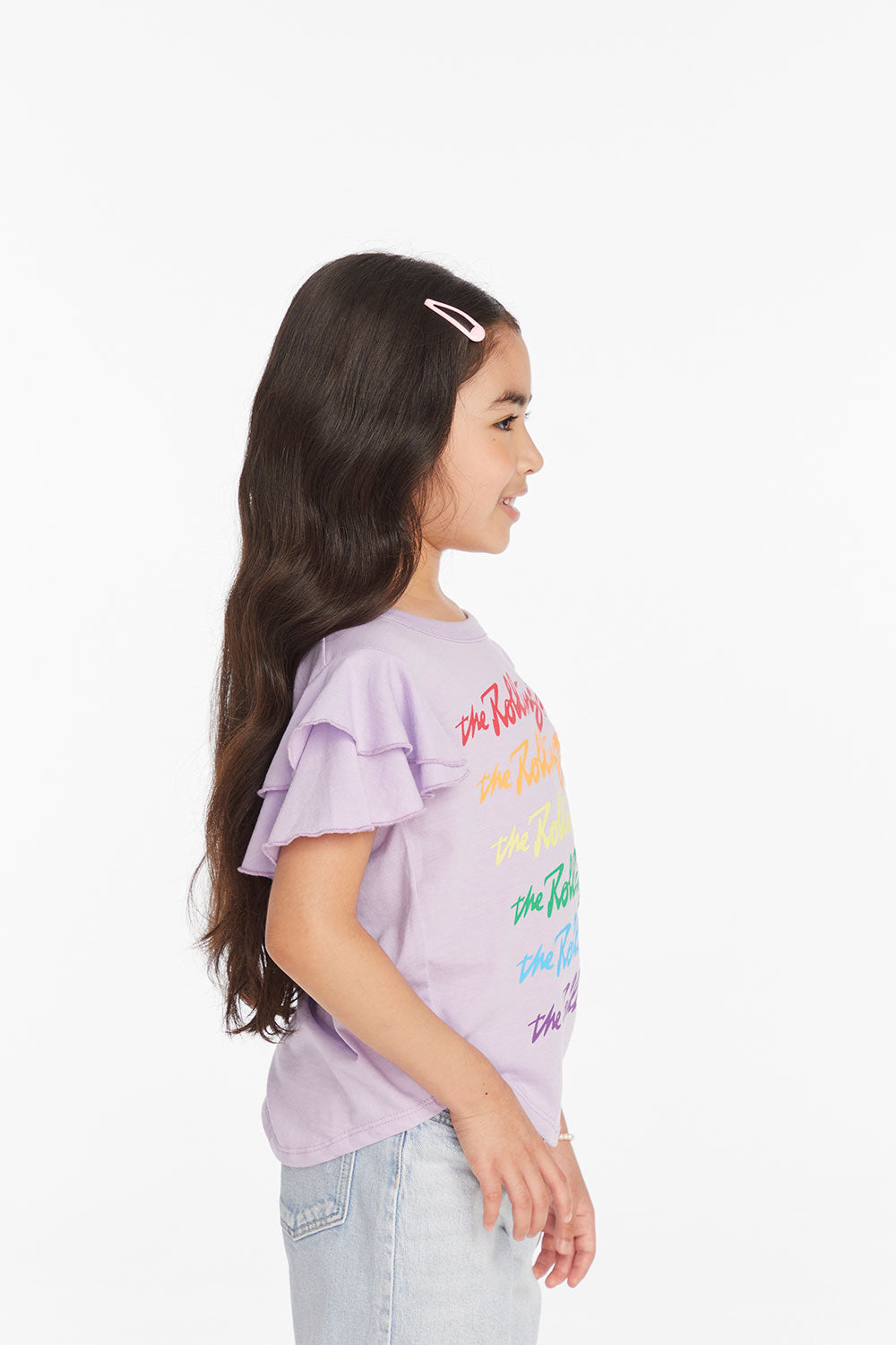 Rolling Stones Rainbow Script Girls Tee Girls chaserbrand