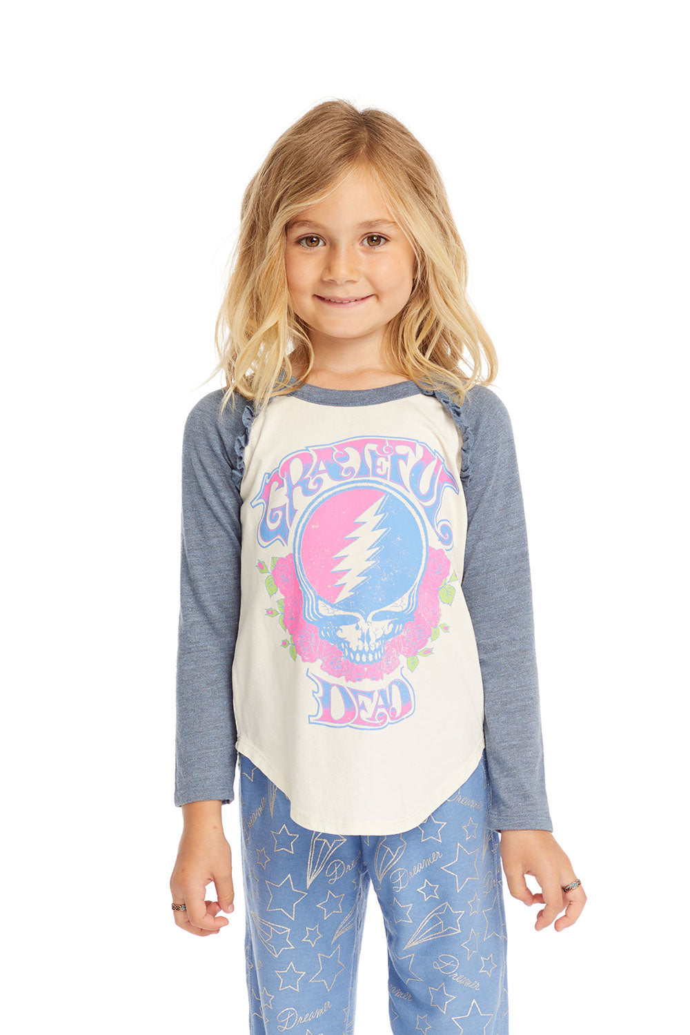 Grateful Dead Skull & Roses Baseball Tee GIRLS chaserbrand