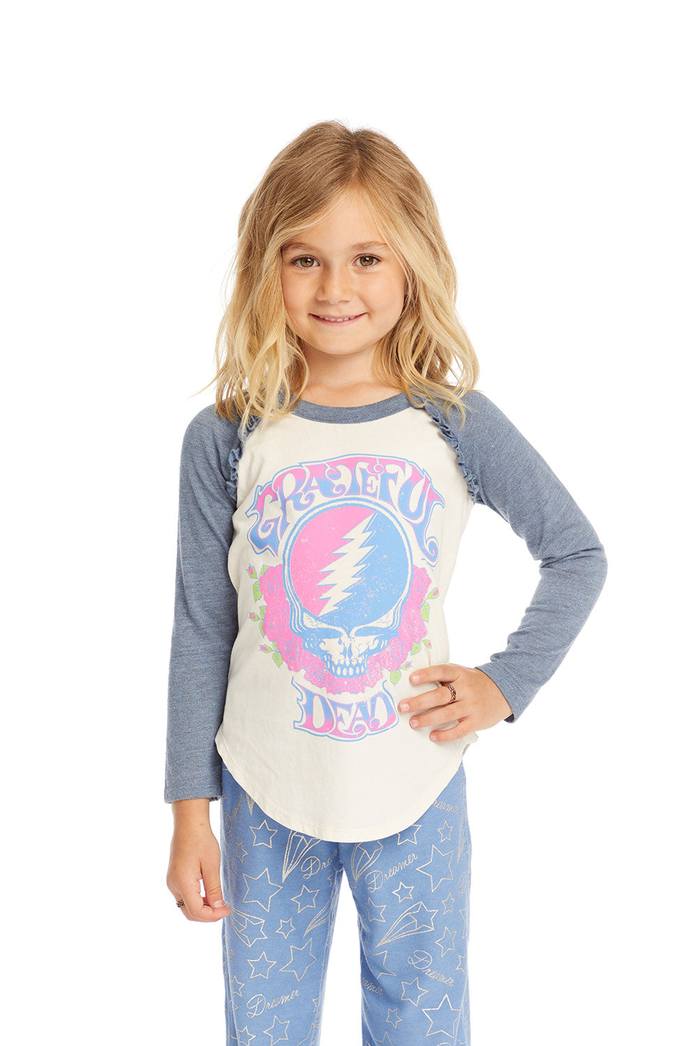 Grateful Dead Skull & Roses Baseball Tee GIRLS chaserbrand