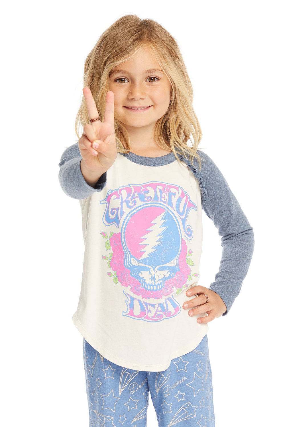 Grateful Dead Skull & Roses Baseball Tee GIRLS chaserbrand