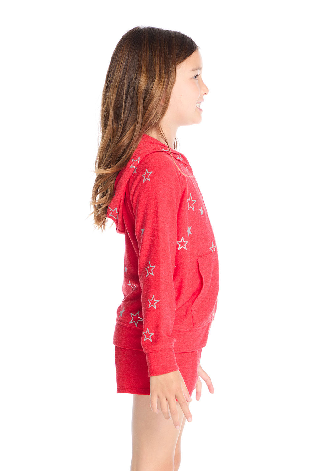Zip Up Crimson Glitter Stars Hoodie Girls chaserbrand