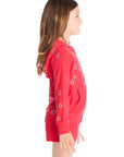 Zip Up Crimson Glitter Stars Hoodie Girls chaserbrand