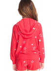 Zip Up Crimson Glitter Stars Hoodie Girls chaserbrand