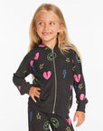 Neon Heart & Smiles Girls Zip-up Hoodie Girls chaserbrand