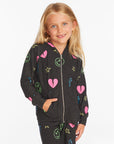 Neon Heart & Smiles Girls Zip-up Hoodie Girls chaserbrand