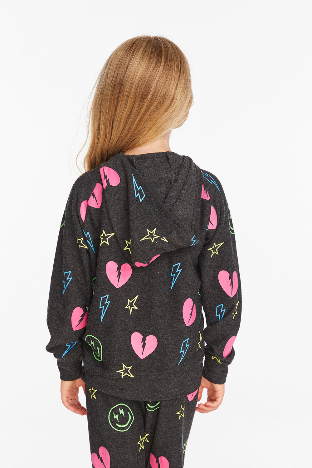 Neon Heart & Smiles Girls Zip-up Hoodie Girls chaserbrand