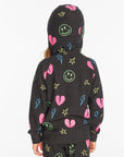 Neon Heart & Smiles Girls Zip-up Hoodie Girls chaserbrand