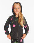 Neon Heart & Smiles Girls Zip-up Hoodie Girls chaserbrand