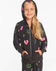 Neon Heart & Smiles Girls Zip-up Hoodie Girls chaserbrand