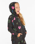 Neon Heart & Smiles Girls Zip-up Hoodie Girls chaserbrand