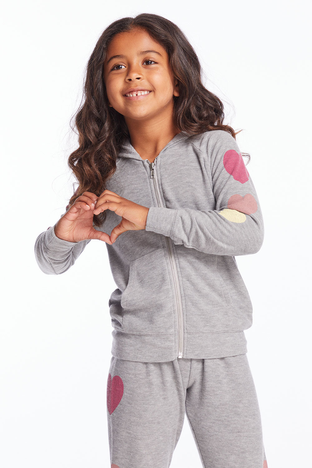 Multi Hearts Girls Zip Up Hoodie Girls chaserbrand