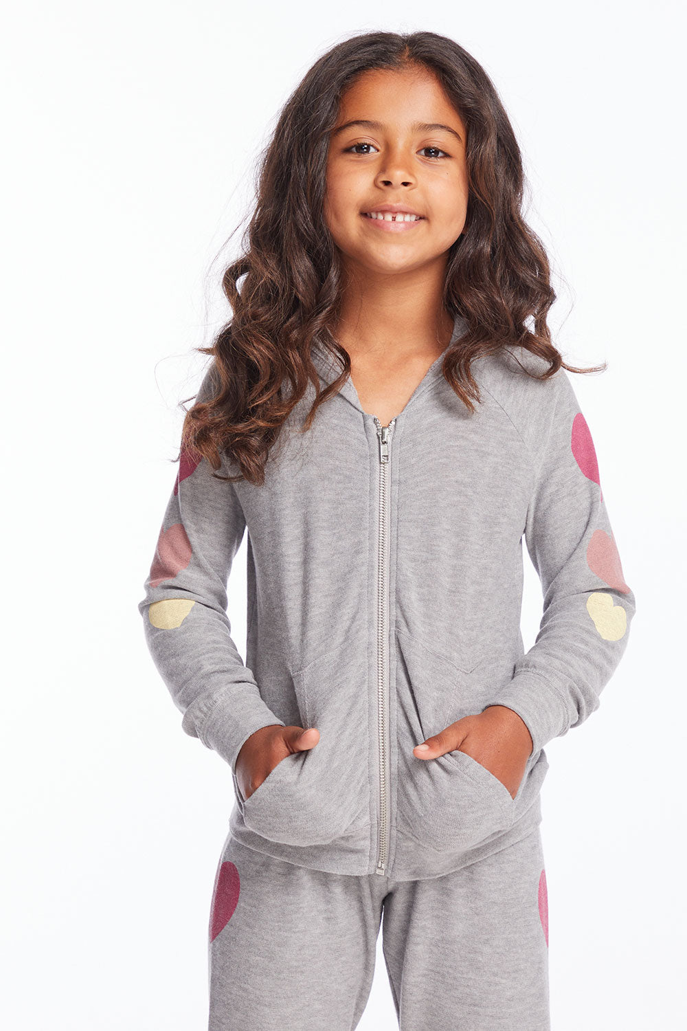 Multi Hearts Girls Zip Up Hoodie Girls chaserbrand