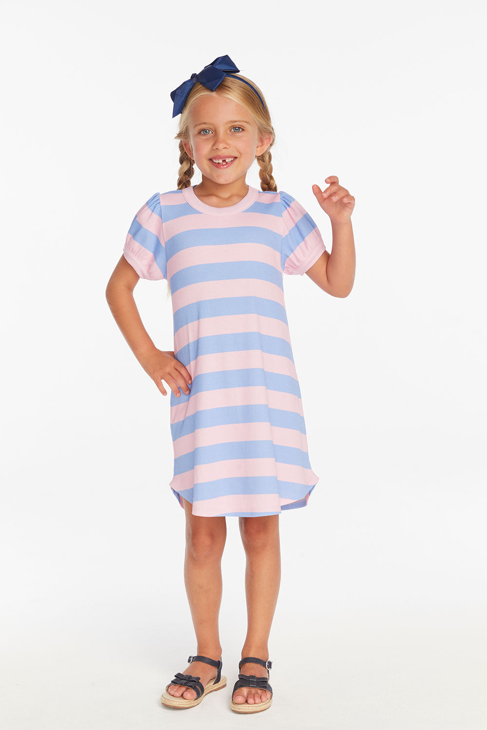 Puff Sleeve Bubblegum Stripe Dress Girls chaserbrand