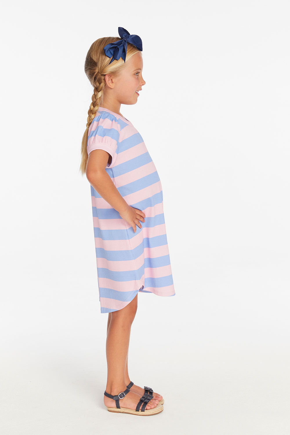 Puff Sleeve Bubblegum Stripe Dress Girls chaserbrand