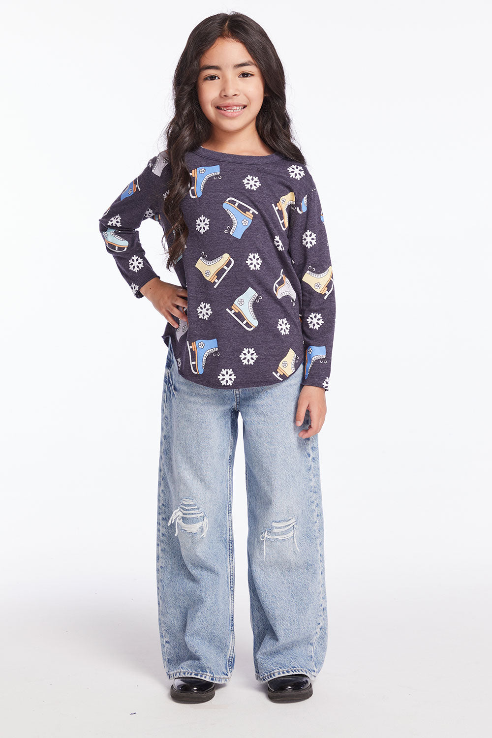 Allover Ice Skates Girls Long Sleeve Girls chaserbrand