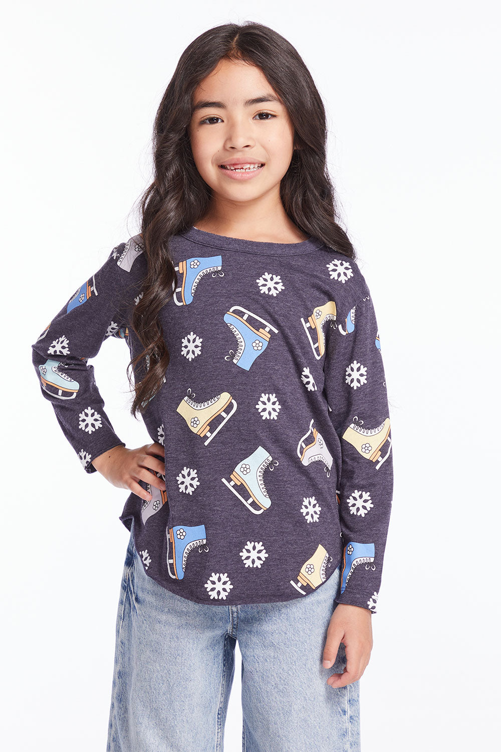 Allover Ice Skates Girls Long Sleeve Girls chaserbrand
