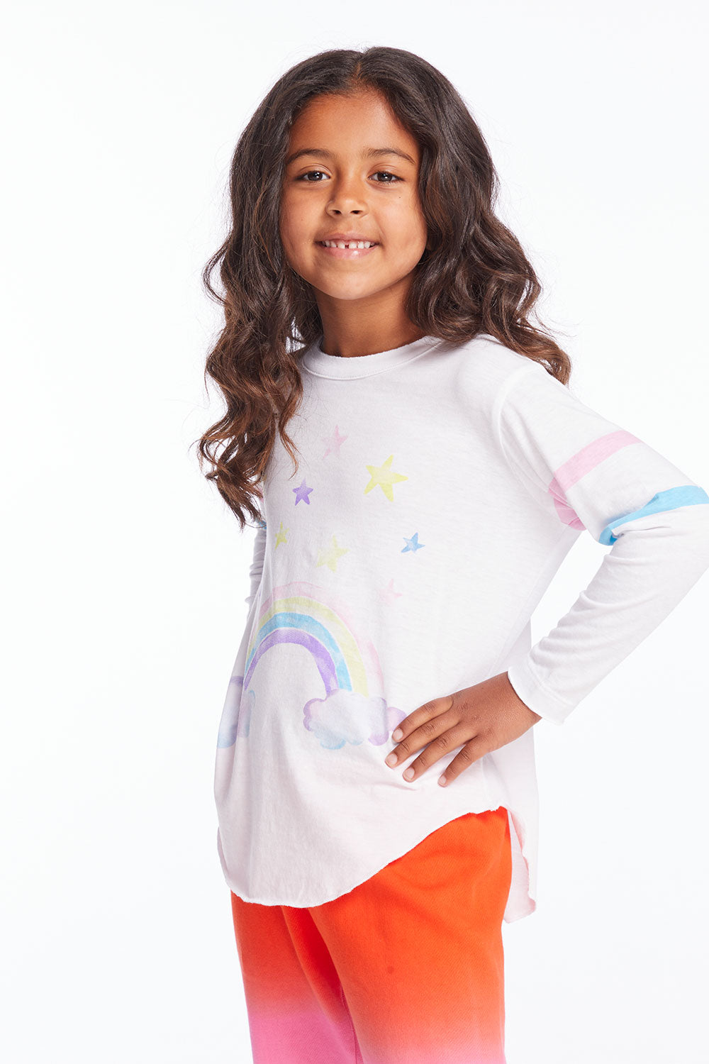 Rainbow Watercolor Girls Long Sleeve Girls chaserbrand
