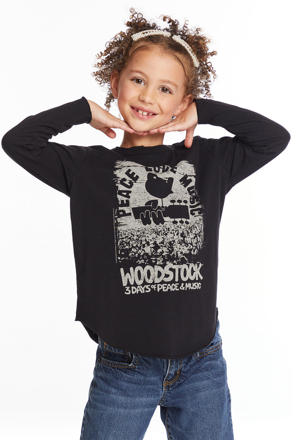 Woodstock Peace Love Music Girls Long Sleeve Girls chaserbrand