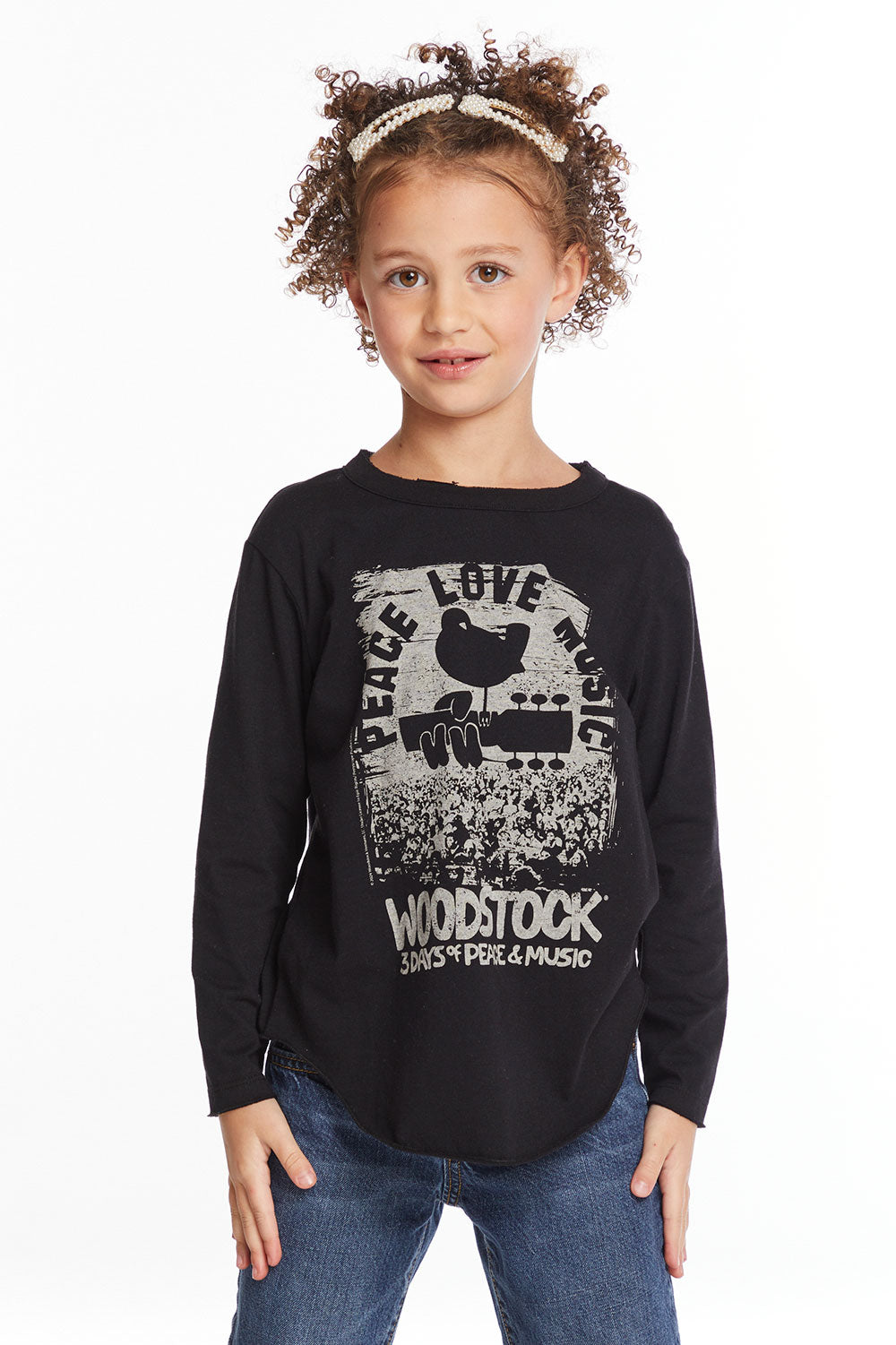 Woodstock Peace Love Music Girls Long Sleeve Girls chaserbrand