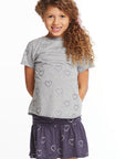 Glitter Hearts Girls Crew Neck Tee Girls chaserbrand