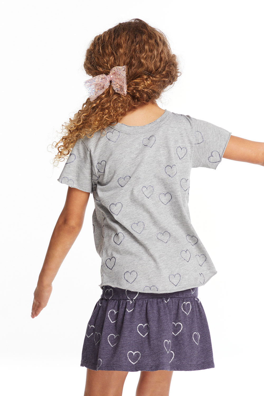 Glitter Hearts Girls Crew Neck Tee Girls chaserbrand