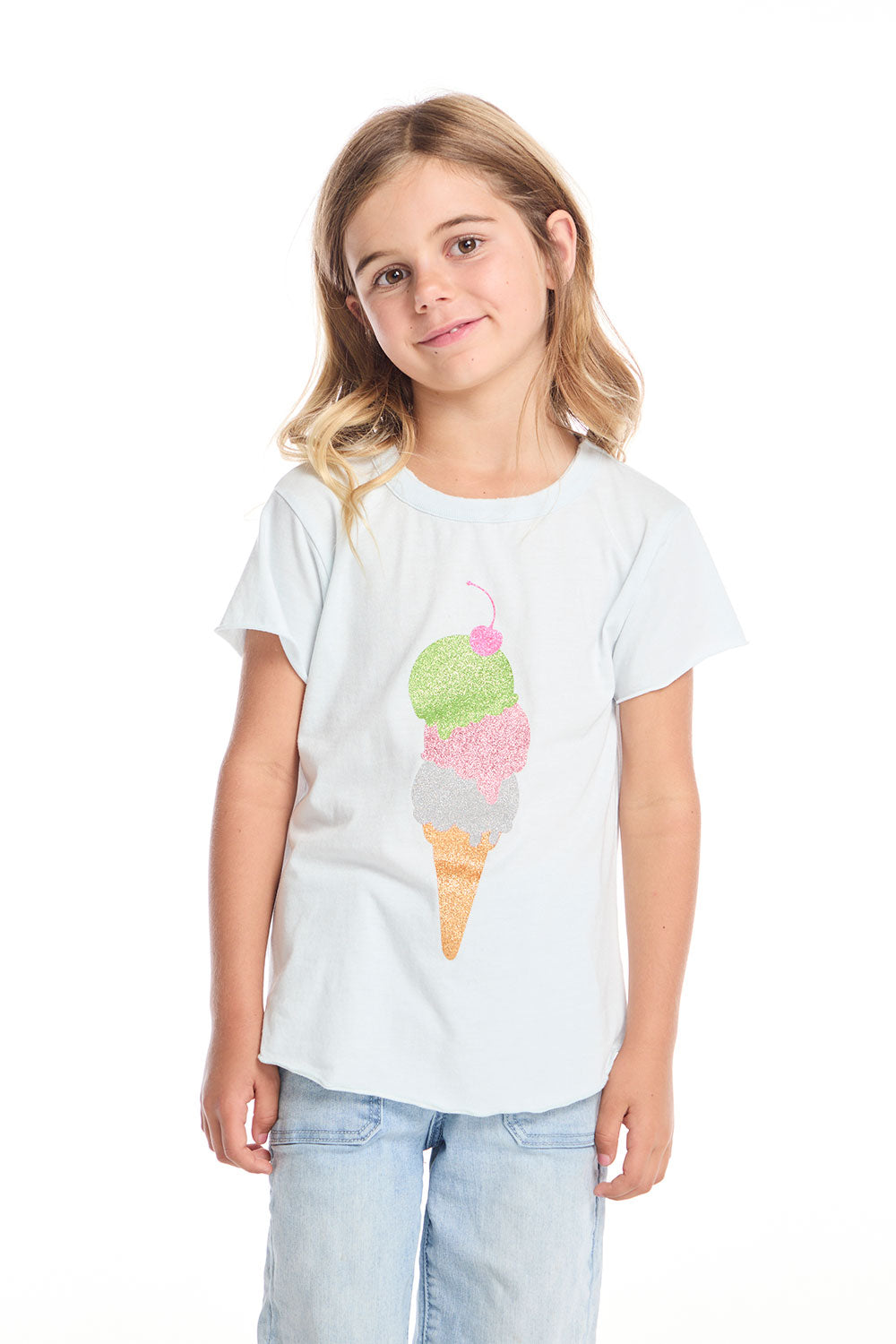 Glitter Ice Cream Cone Girls Shirttail Tee GIRLS chaserbrand