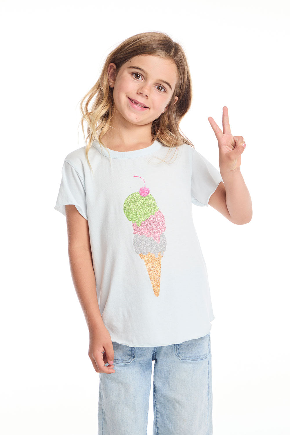 Glitter Ice Cream Cone Girls Shirttail Tee GIRLS chaserbrand