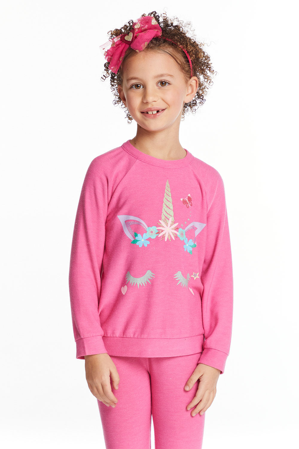 Glitter Unicorn Girls Raglan Pullover Girls chaserbrand