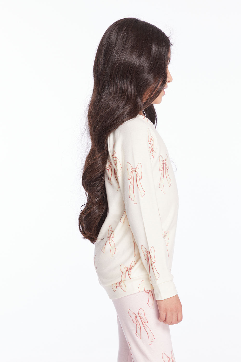Allover Bows Girls Raglan Pullover Girls chaserbrand