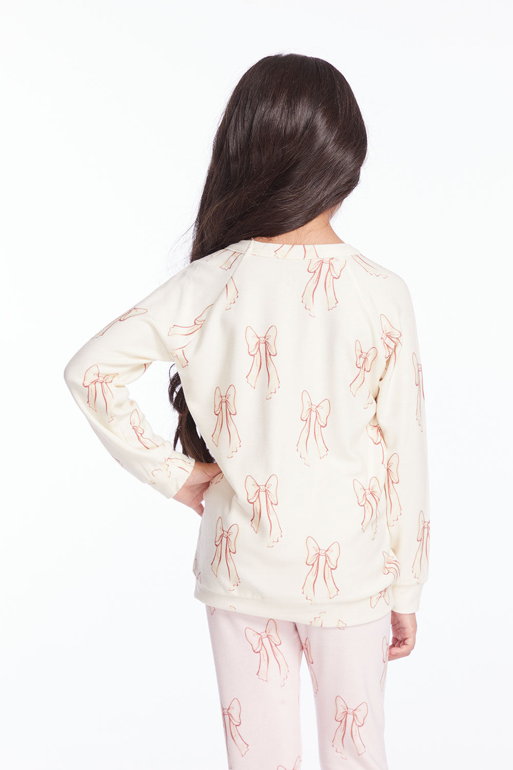 Allover Bows Girls Raglan Pullover Girls chaserbrand