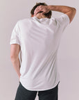 Back of white Elvis Live Portrait graphic tee in soft cotton.