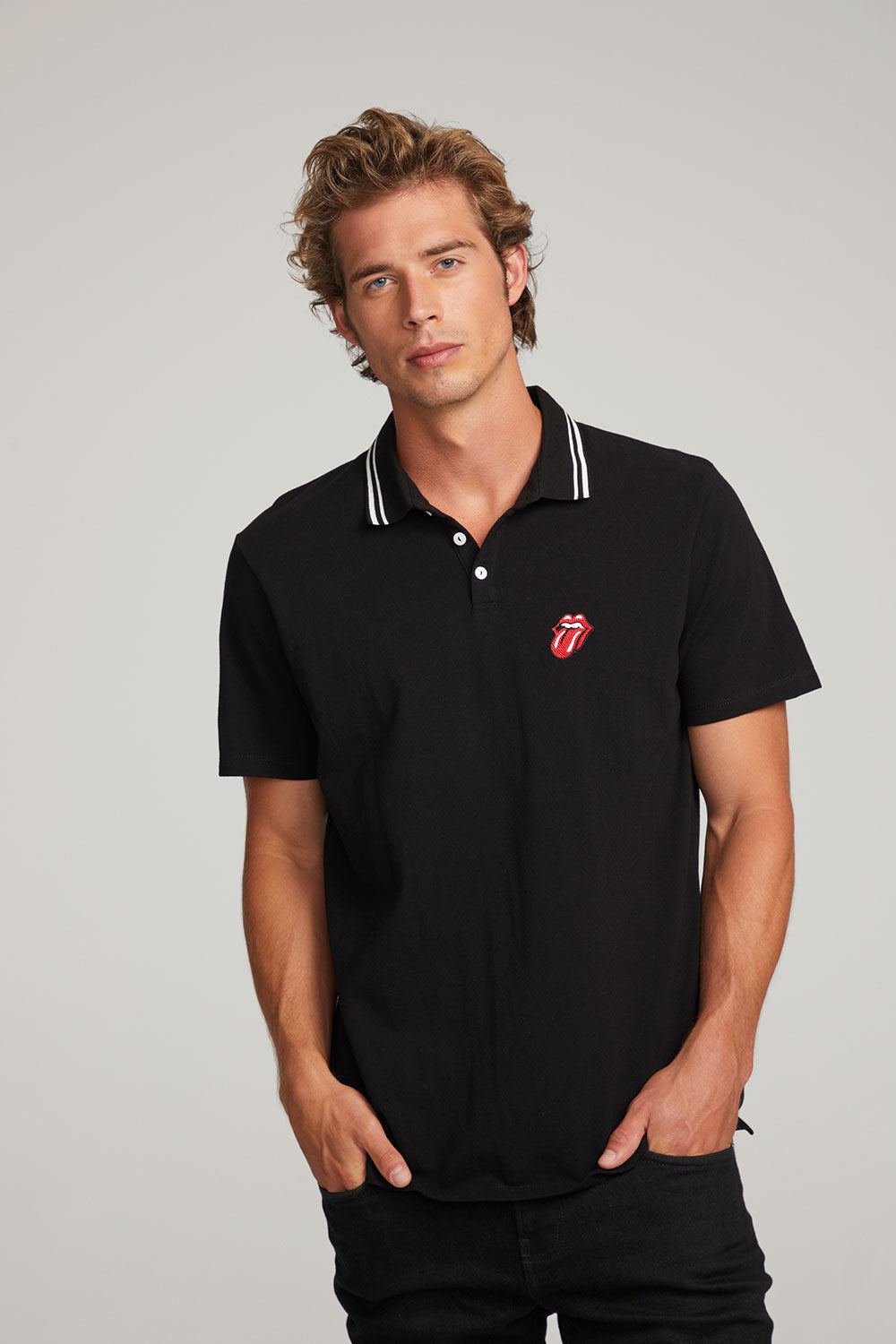 Rolling Stones Embroidered Logo Mens Polo Tee MENS chaserbrand