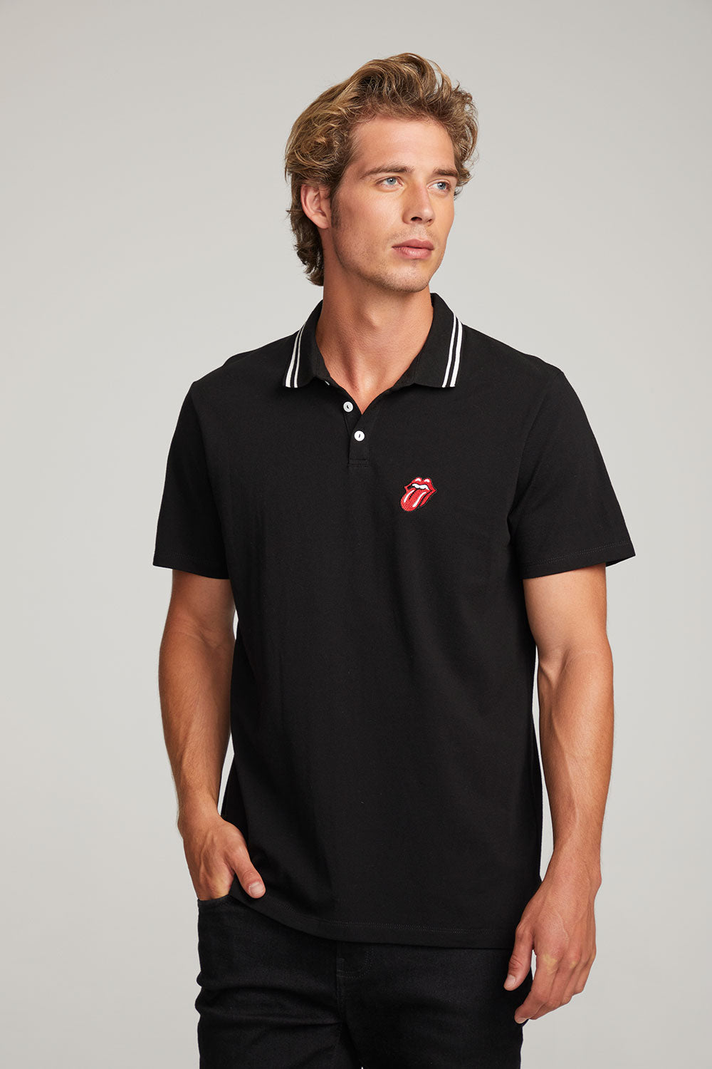 Rolling Stones Embroidered Logo Mens Polo Tee MENS chaserbrand