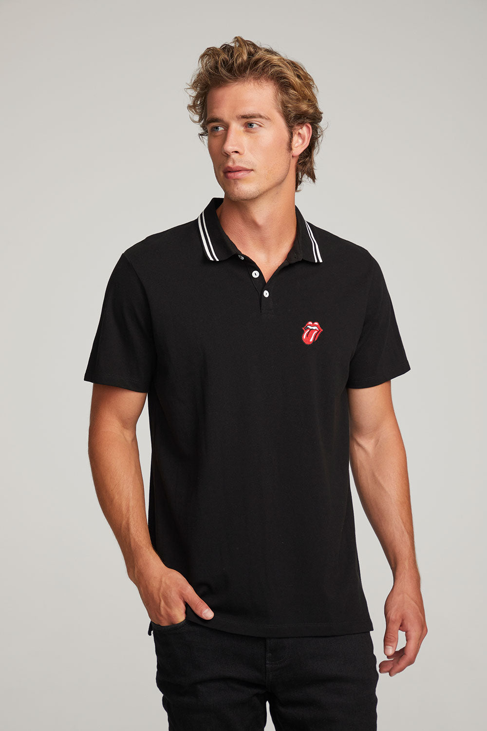 Rolling Stones Embroidered Logo Mens Polo Tee MENS chaserbrand