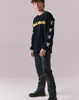 Side full body of flying angels band tee with relaxed fit.