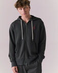 Front view of Bolt Black Hoodie with tonal lightning bolt design.