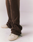 Side angle of Pinstripe Pants showing tapered leg and vintage stripe.
