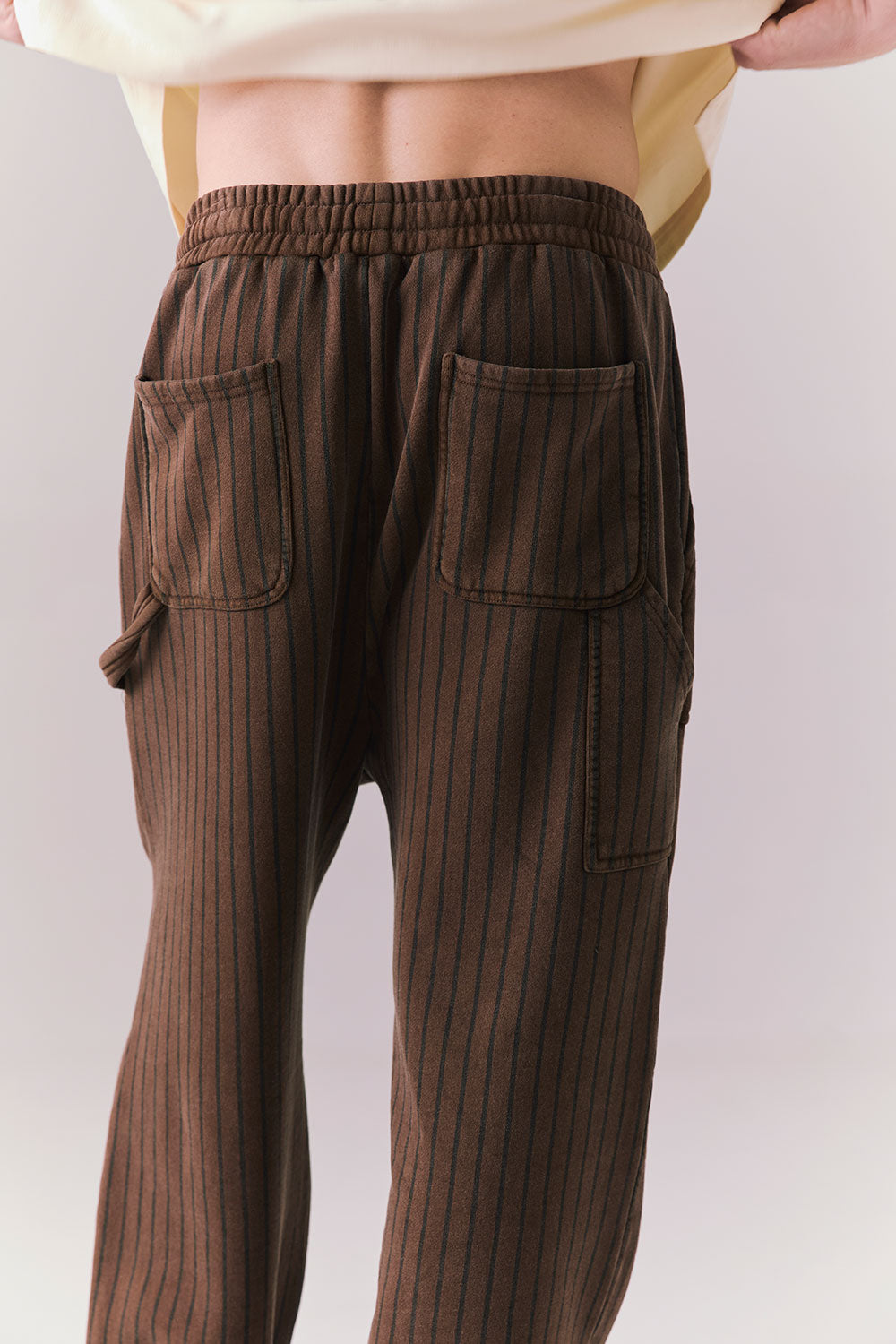 Back view of Pinstripe Joggers with tailored fit.
