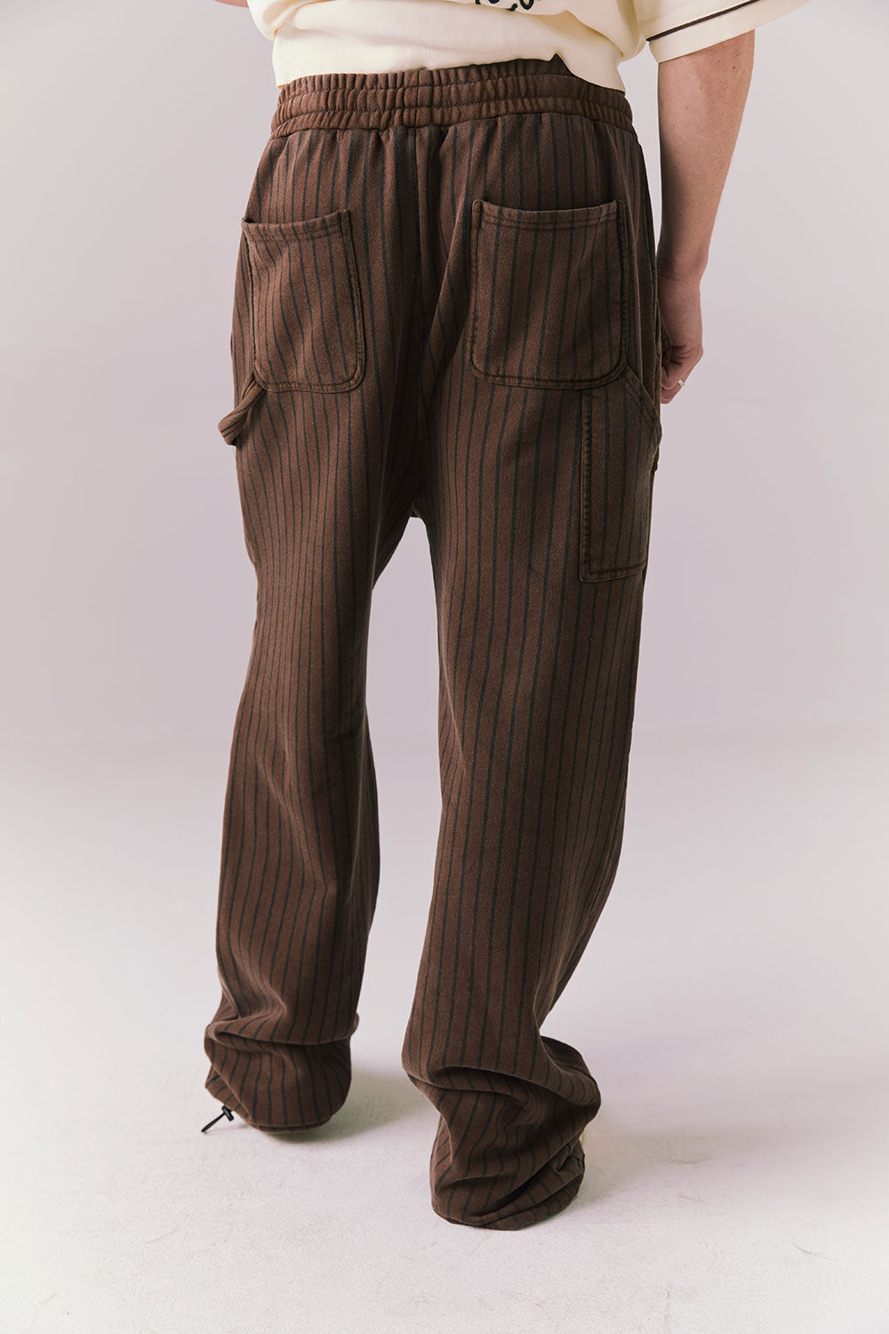 Back view of Pinstripe Joggers with tailored fit.