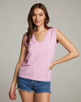 Rolled Pastel Lavender Armhole V-neck Muscle Tank WOMENS chaserbrand