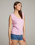 Rolled Pastel Lavender Armhole V-neck Muscle Tank WOMENS chaserbrand