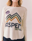 Front view of model wearing Aspen 1979 Long Sleeve in white